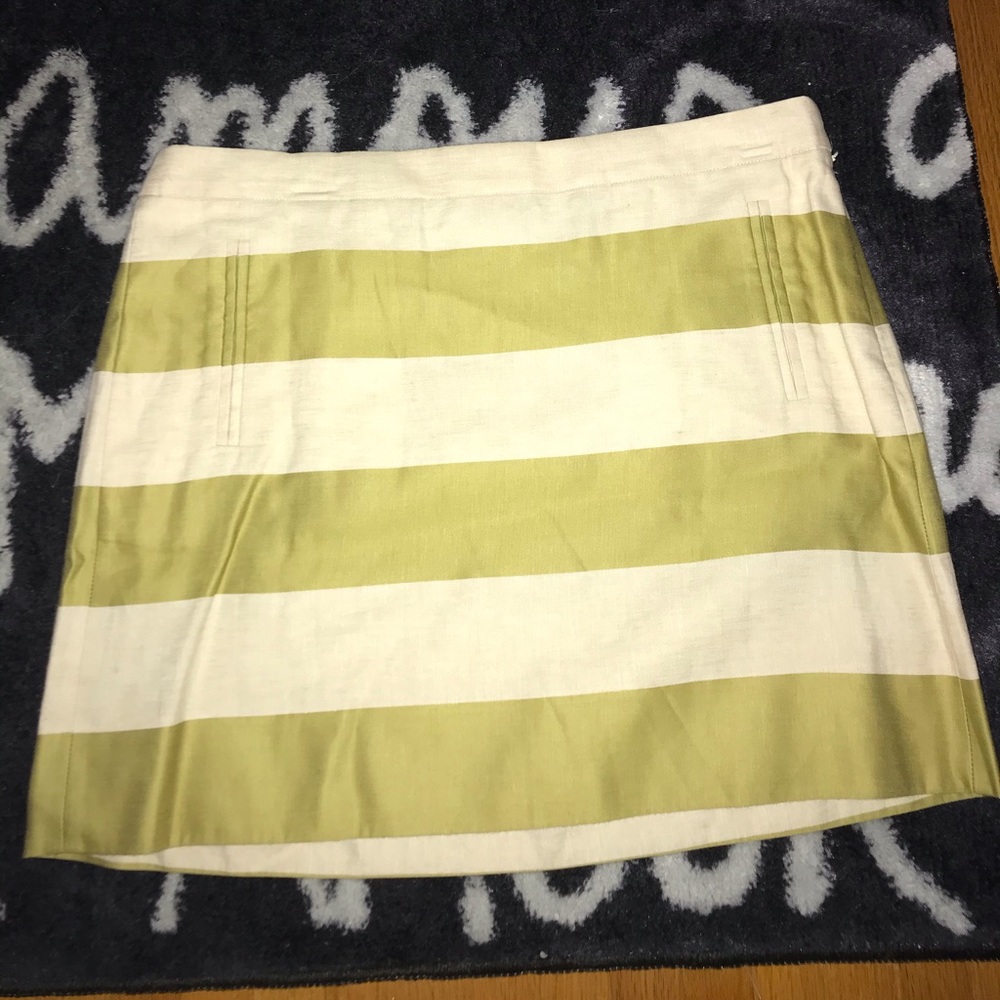 J. Crew cream/green mini skirt